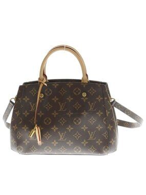 Louis Vuitton Monogram Montaigne BB 2-Way Shoulder Bag Brown Leather